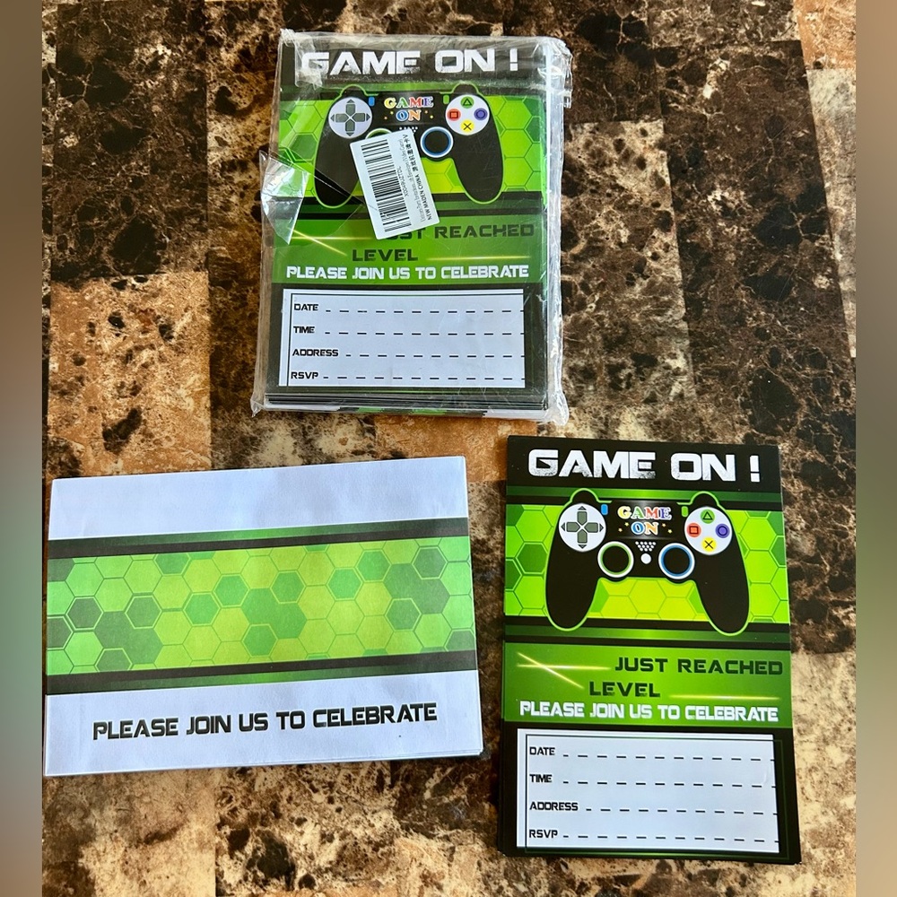 Game On! Green and Black Party Invitations